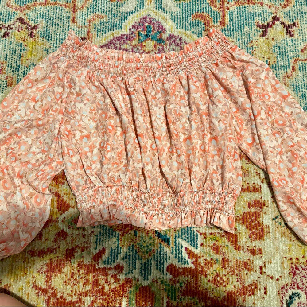 Floral Off-Shoulder Top - Peach